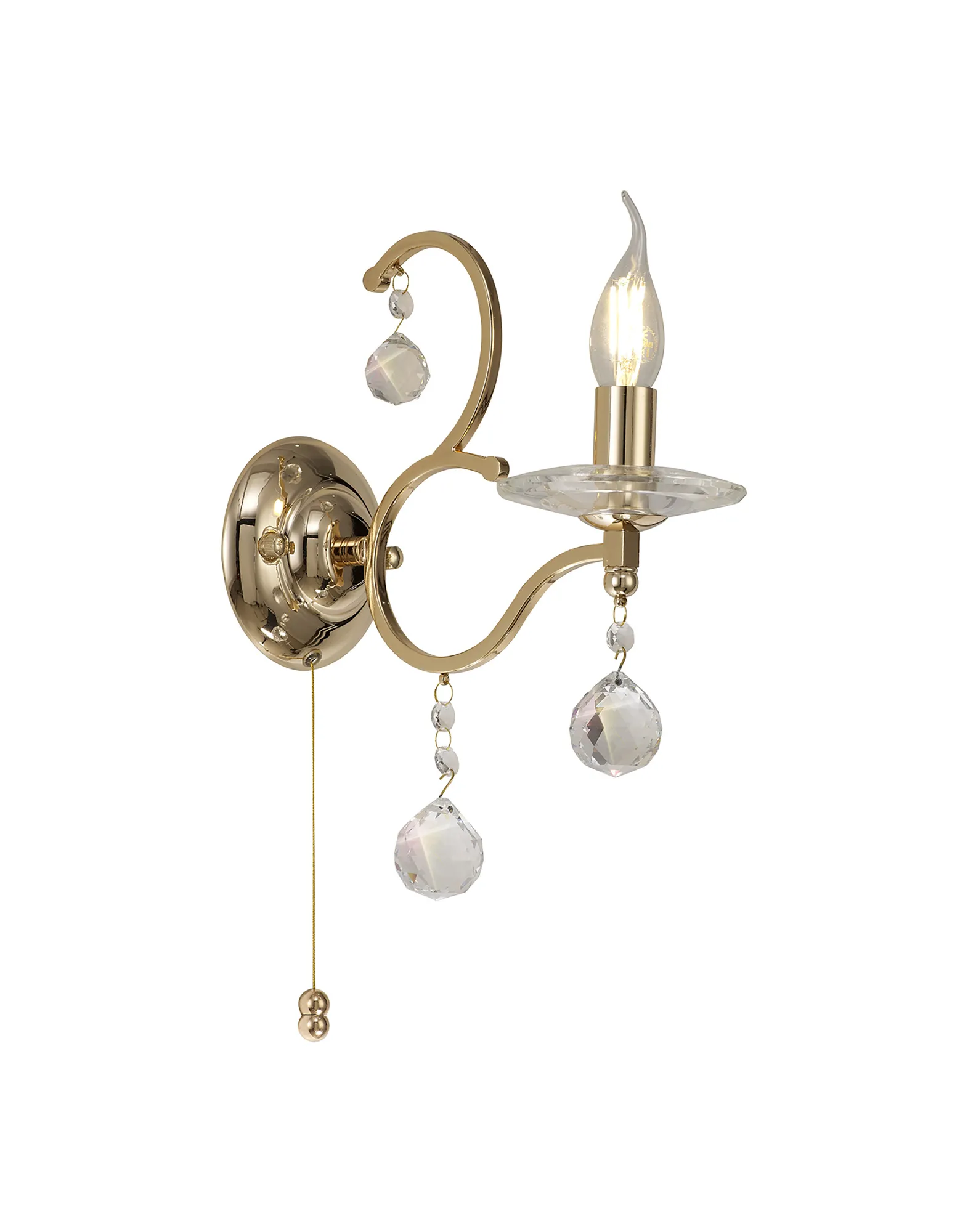 IL30221  Zinta Crystal Switched Wall Lamp 1 Light French Gold